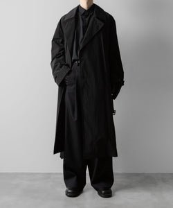 ssstein / シュタイン】WINDPROOF NYLON DOUBLE BREASTED COAT - BLACK