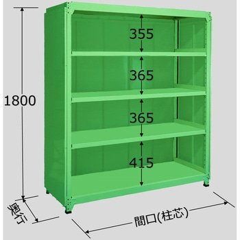 ラークラックパネル付(150kg/段・単体・高さ1800mm・5段タイプ) サカエ