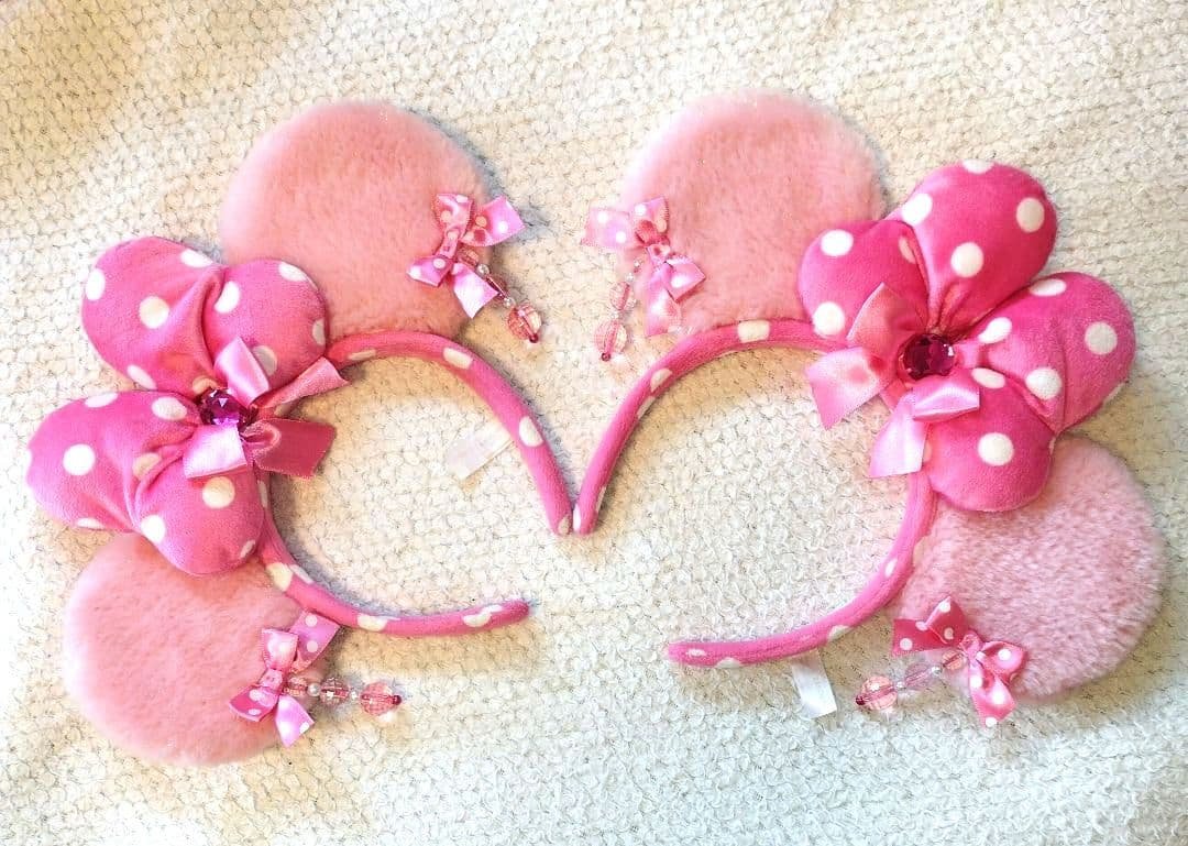 ディズニー　ミニー　ピンク　水玉　リボン　カチューシャ　イヤリング　ミニパル ディズニー カチューシャ ピンク リボン ミニー ドット 水玉
