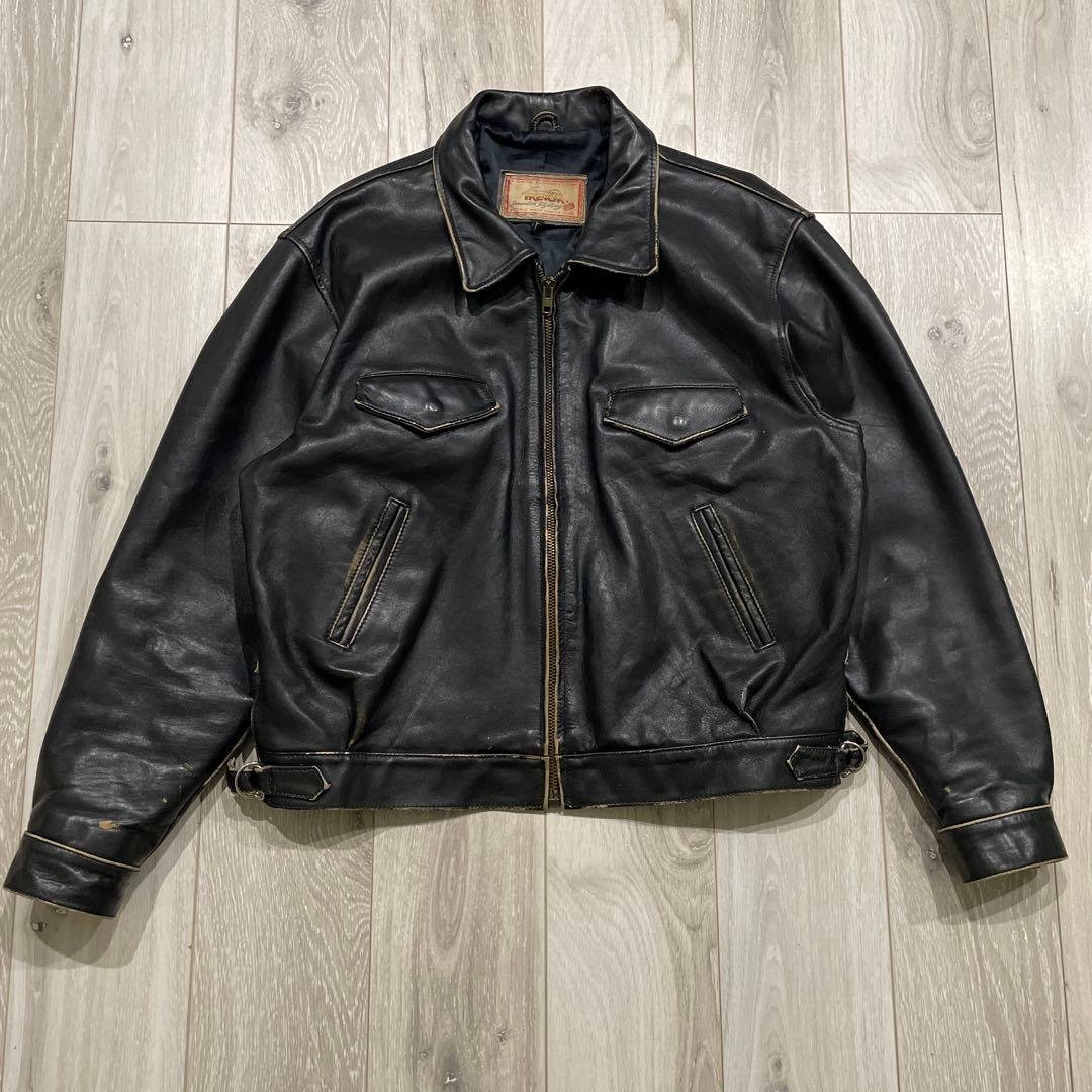 80s Lee TREVOR 2XL レザージャケット ライダースジャケット Original Rare Vintage 80s Lee Trevor Oversized D Pocket Motorcycle