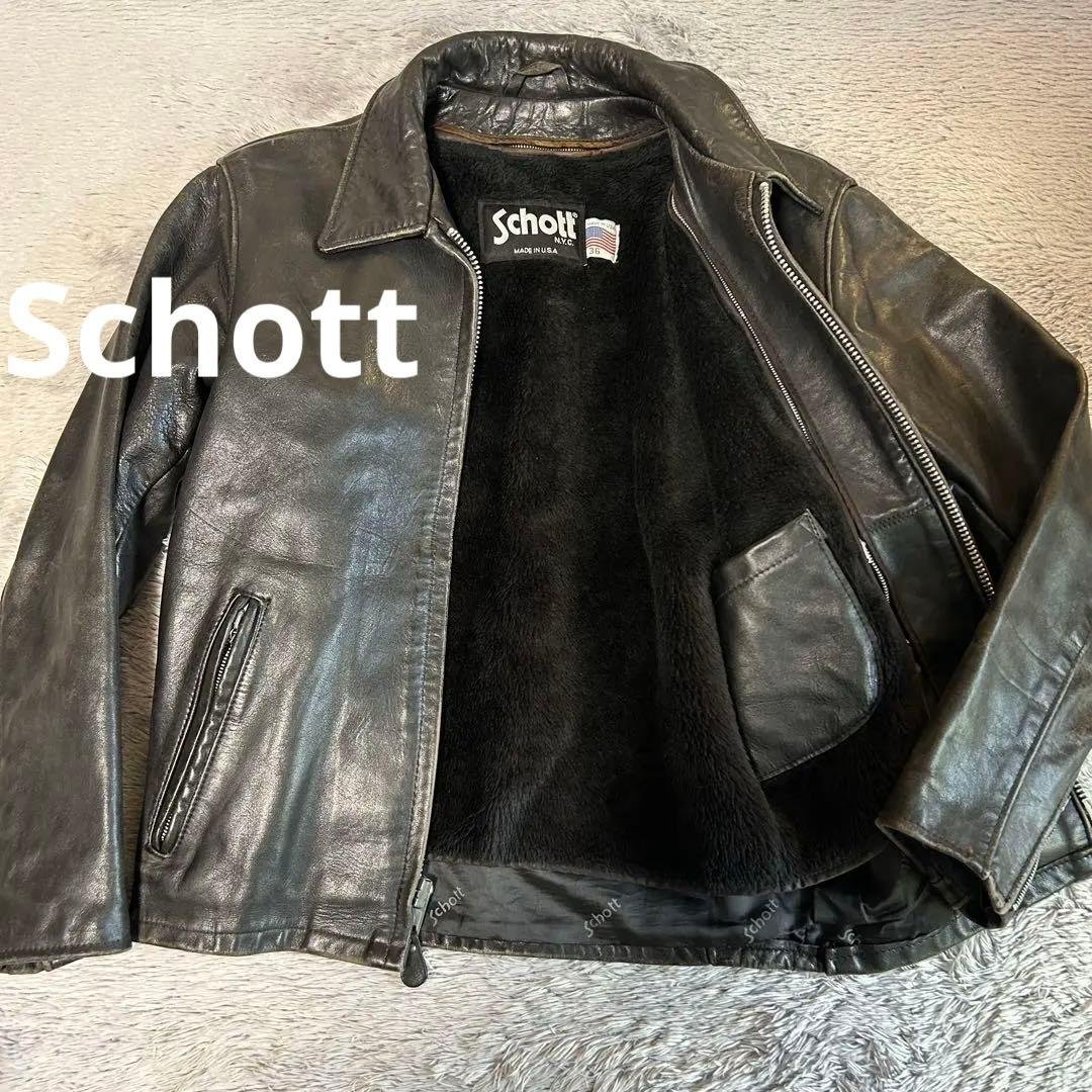 Schott ショットレザージャケット ライナー付き　シングルライダース　36㌅ Schott N.Y.C（ショット） 【ポイント10倍】Schott 馬革 シングル